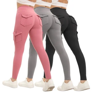 3PCS Women’s Gym Leggings Set – Sculpt Fit with Pockets
